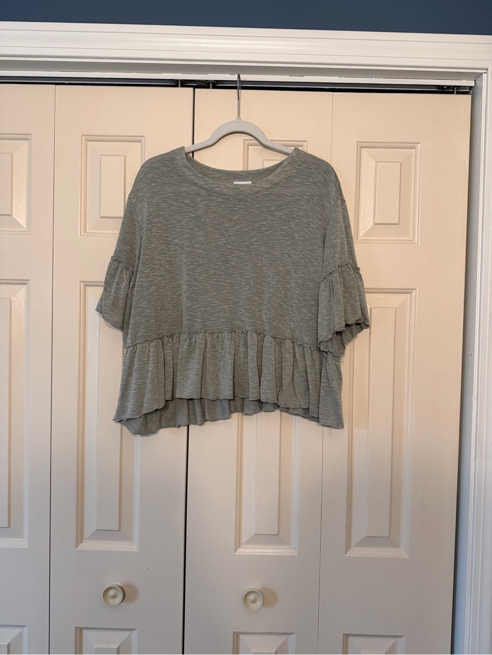 ARULA Sage Green Ruffle Hem Tunic Top
